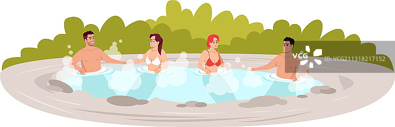 户外热水浴缸半扁平RGB颜色图片素材