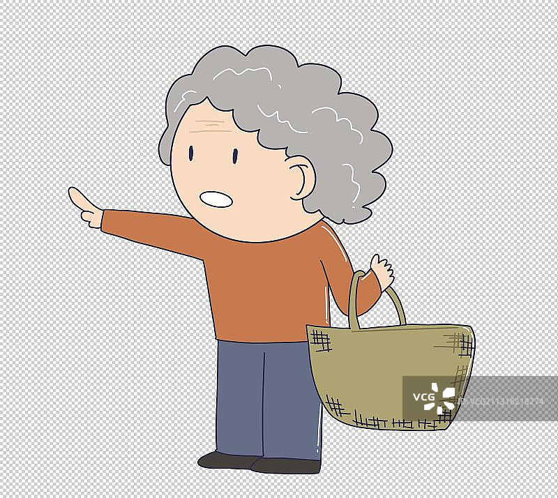 元素：买菜的老年人图片素材