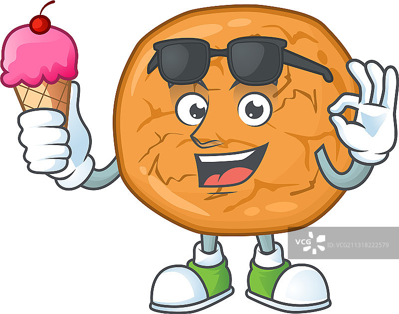 卡通糖蜜饼干享受冰淇淋图片素材