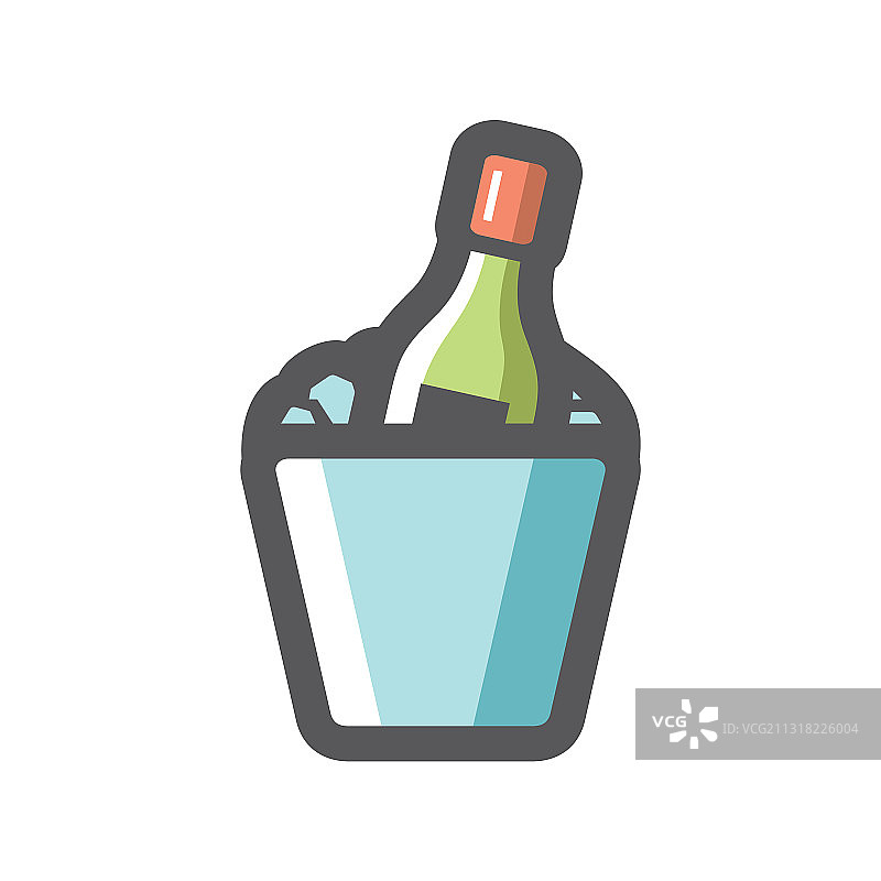 香槟酒瓶和冰桶图标图片素材