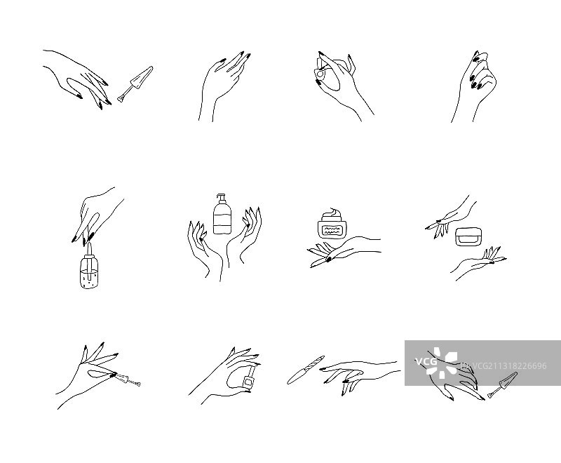 女士美甲手部彩绘图片素材