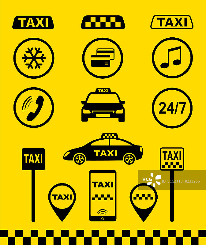 黄色背景上的出租车图标素材图片素材