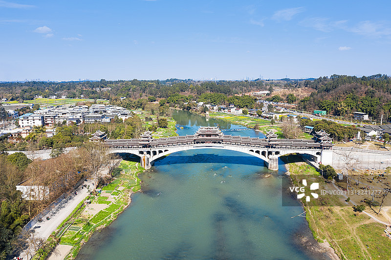 四川成都双流区黄龙溪古镇航拍图图片素材