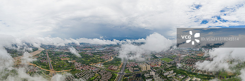 雨后的金华婺城新区航拍全景图片素材