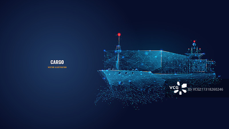 数字线框货船图片素材