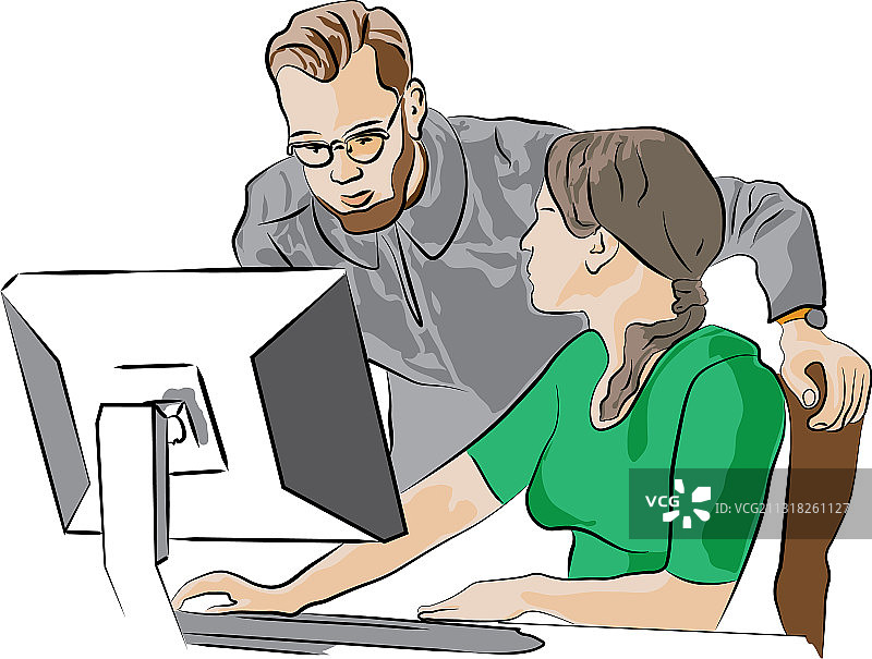 男人和女人在办公室合作工作图片素材