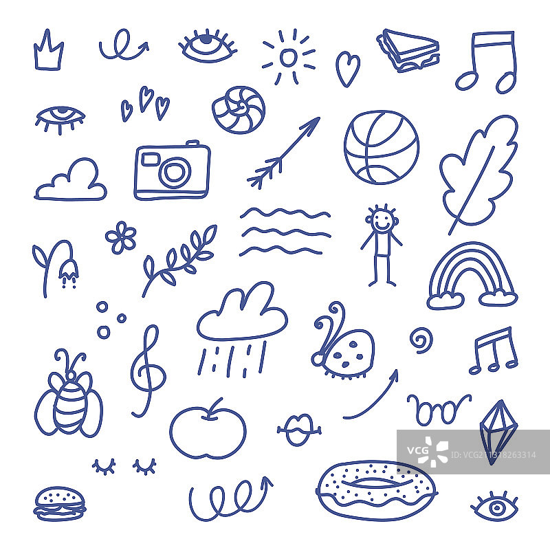 涂鸦元素高亮标记文本形状图片素材