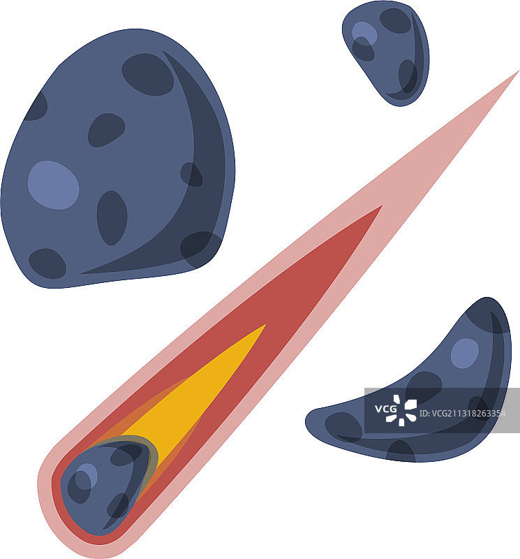 坠落的流星、小行星或彗星扁平风格图片素材