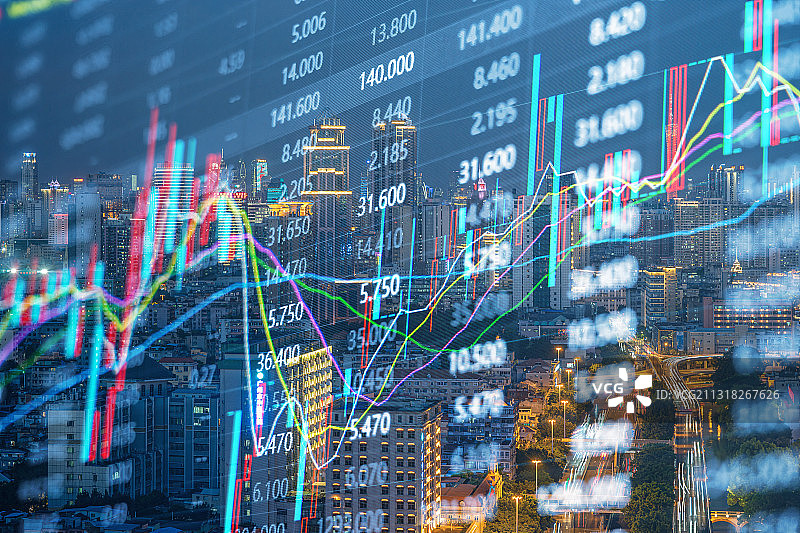 现代商业建筑与金融股市证券概念图片素材