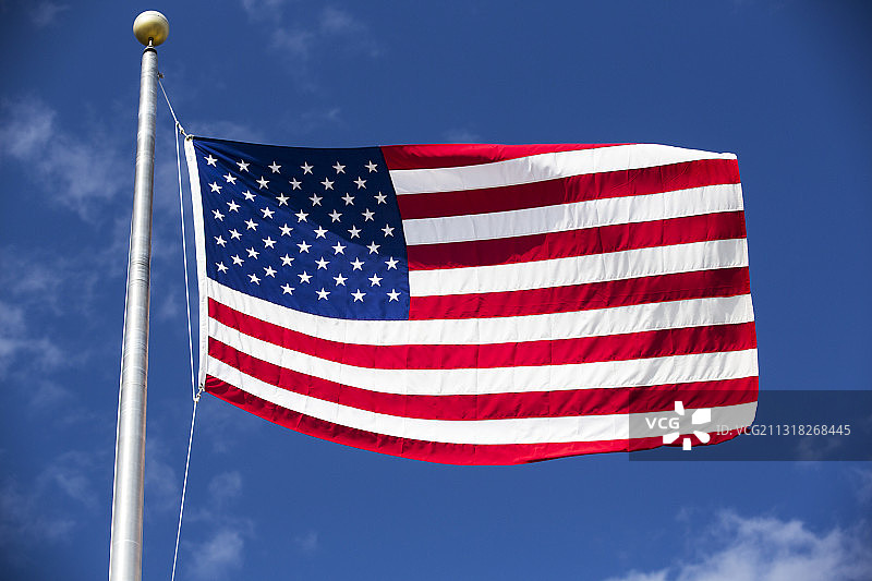美国纽约肯尼迪机场飘扬的美国国旗图片素材