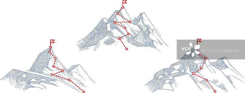 山路徒步登山成功之路图片素材