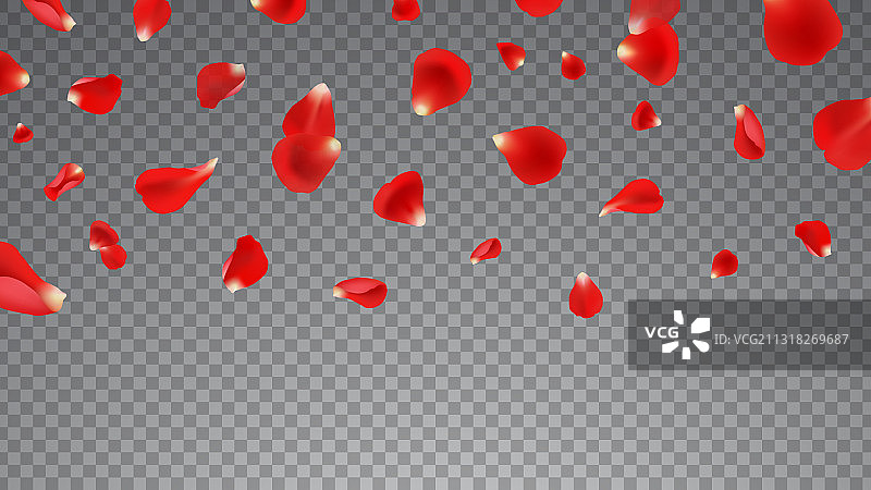 红色飞舞花瓣逼真飘落图片素材