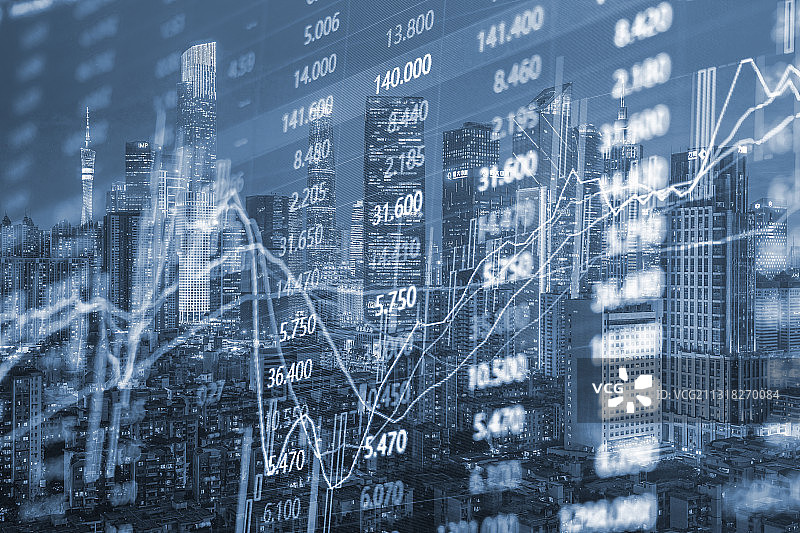 现代商业建筑与金融股市证券概念图片素材