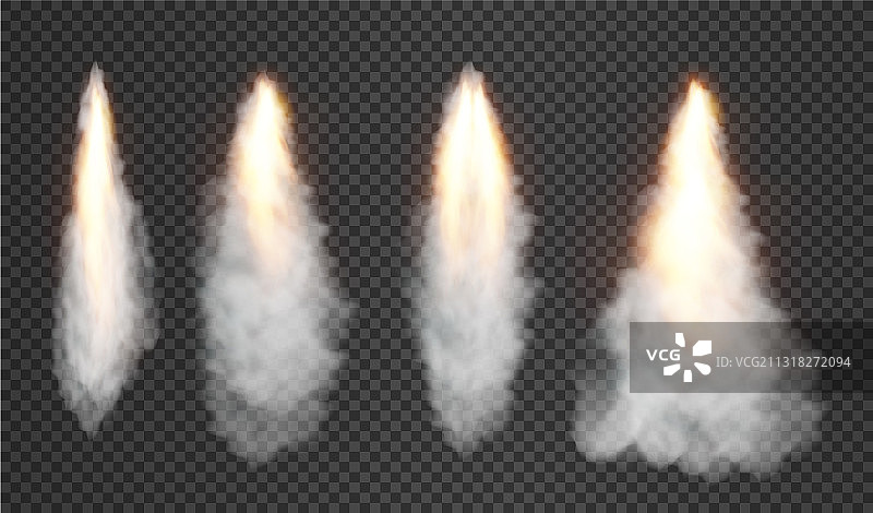 火箭发射的烟雾和火焰图片素材