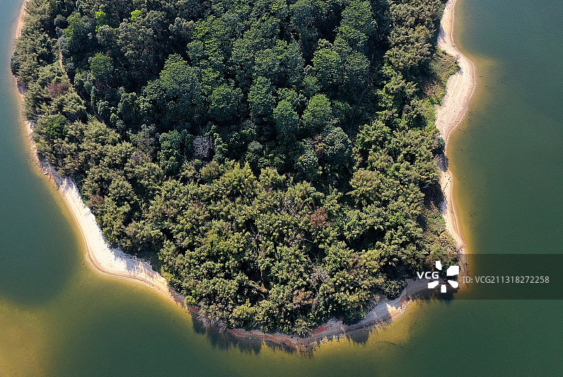 广东省东莞市东城街道同沙生态公园同沙水库航拍图片素材