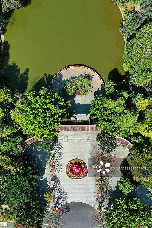 广东省东莞市东城榴花文化旅游区榴花公园航拍图片素材