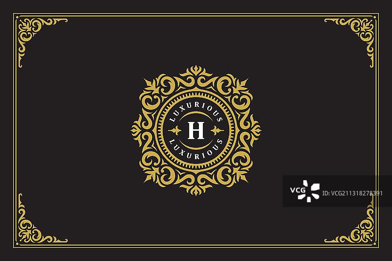 复古豪华装饰字母组合徽章标志图片素材