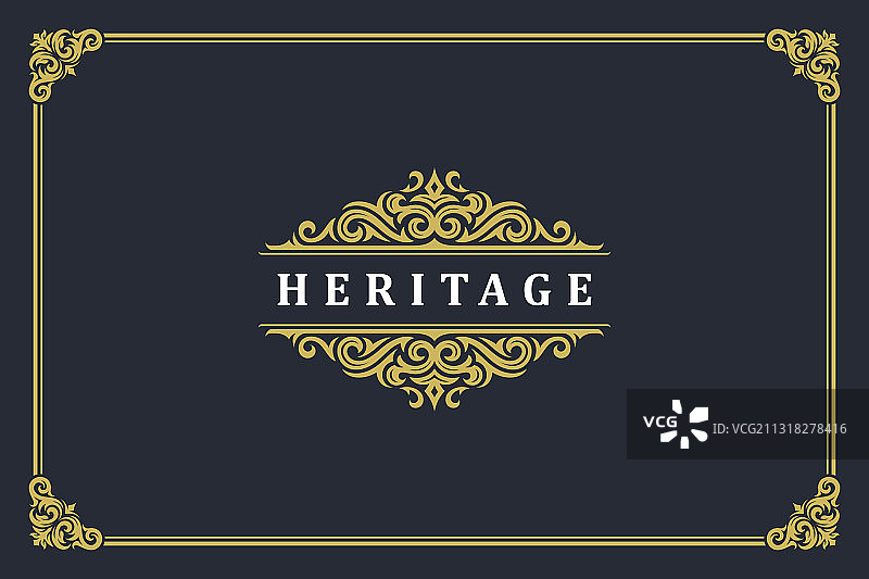 奢华复古花纹标志模板设计图片素材