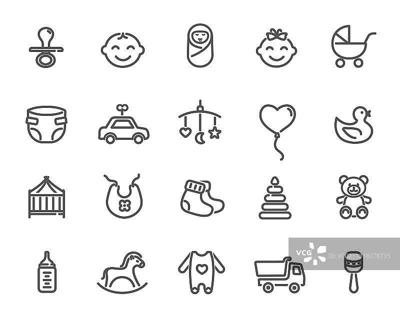 儿童概念的大型图标集图片素材