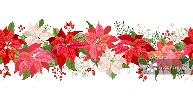 圣诞一品红花环边框图片素材