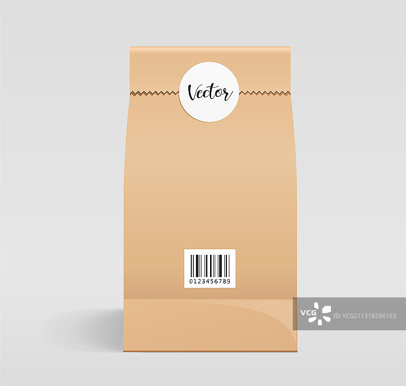 折叠式正面棕色纸袋图片素材