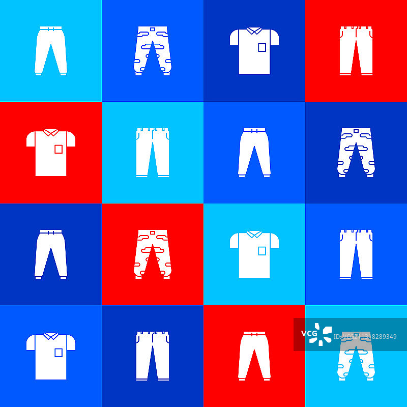 运动裤、迷彩工装裤和Polo衫图片素材