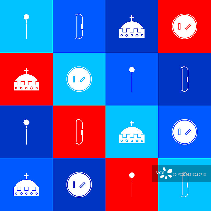 中世纪锁链锤球弓国王王冠套装图片素材