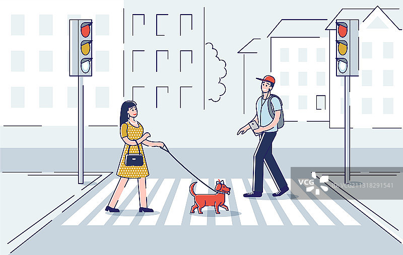 行人过马路（男女）图片素材