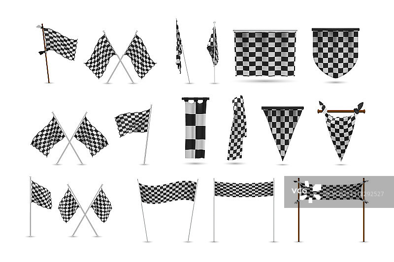 逼真的赛车旗帜套装图片素材