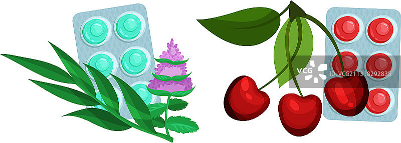 不同口味的菱形泡罩包装图片素材