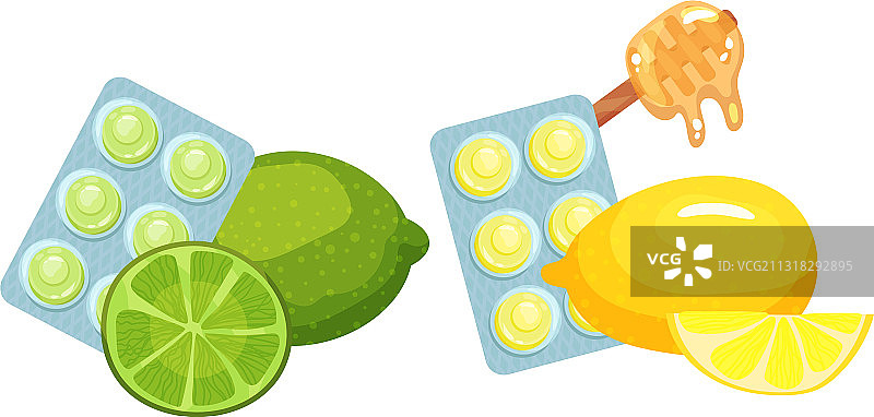 不同口味的菱形泡罩包装图片素材