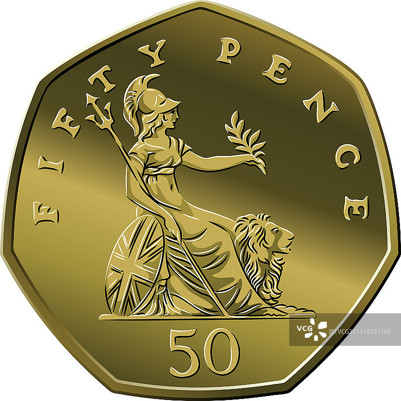 英国银币50便士图片素材