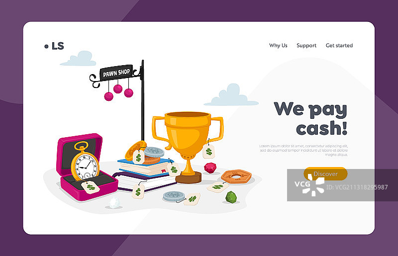 典当行商业着陆页模板图片素材