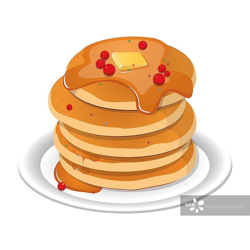 新鲜美味的枫糖浆热煎饼图片素材