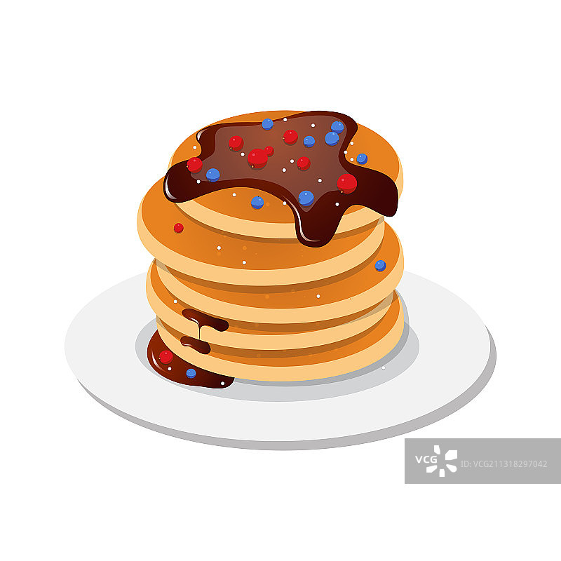 新鲜美味的枫糖浆热煎饼图片素材