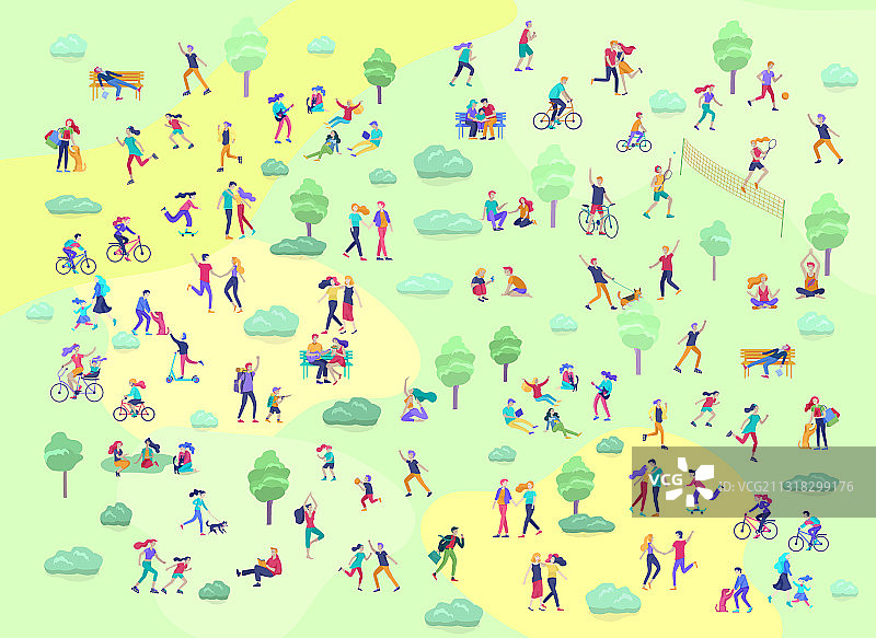 人们在户外放松身心图片素材