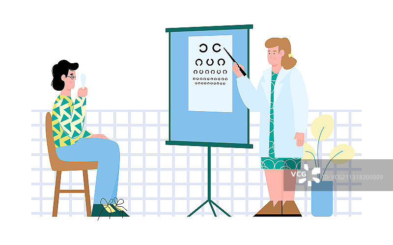 眼科医生或验光师检查病人图片素材