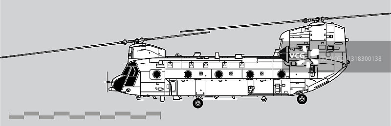 波音CH-47军用运输直升机图片素材