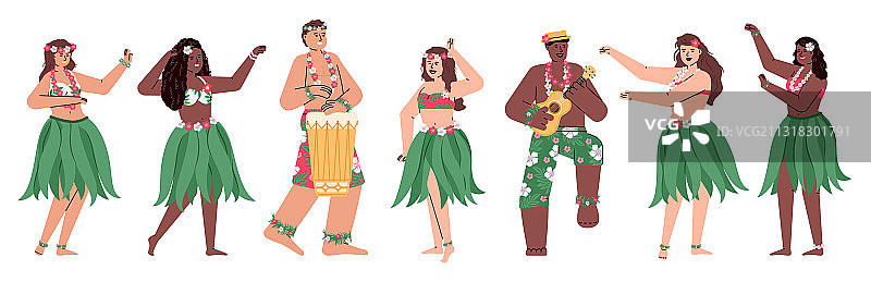 穿着民族服装的夏威夷舞者图片素材