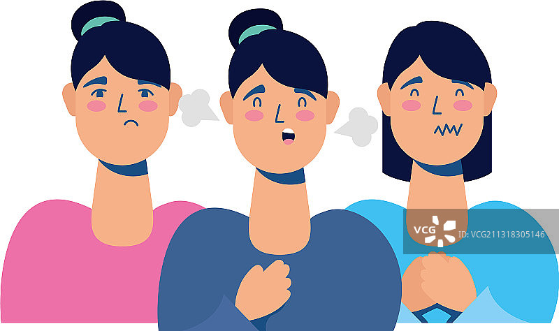 年轻女人感染新冠病毒症状图片素材