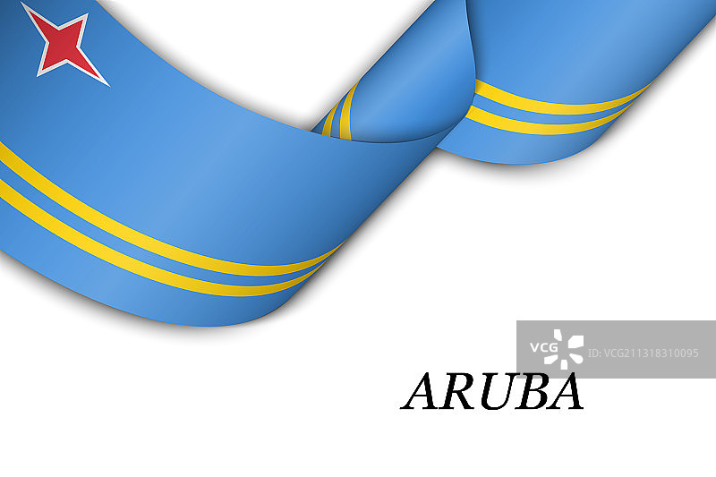 带有阿鲁巴国旗的飘带或banner图片素材