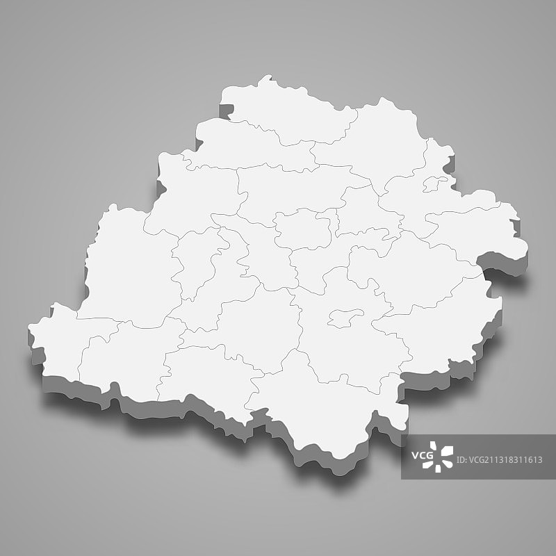 波兰罗兹省的3D地图图片素材