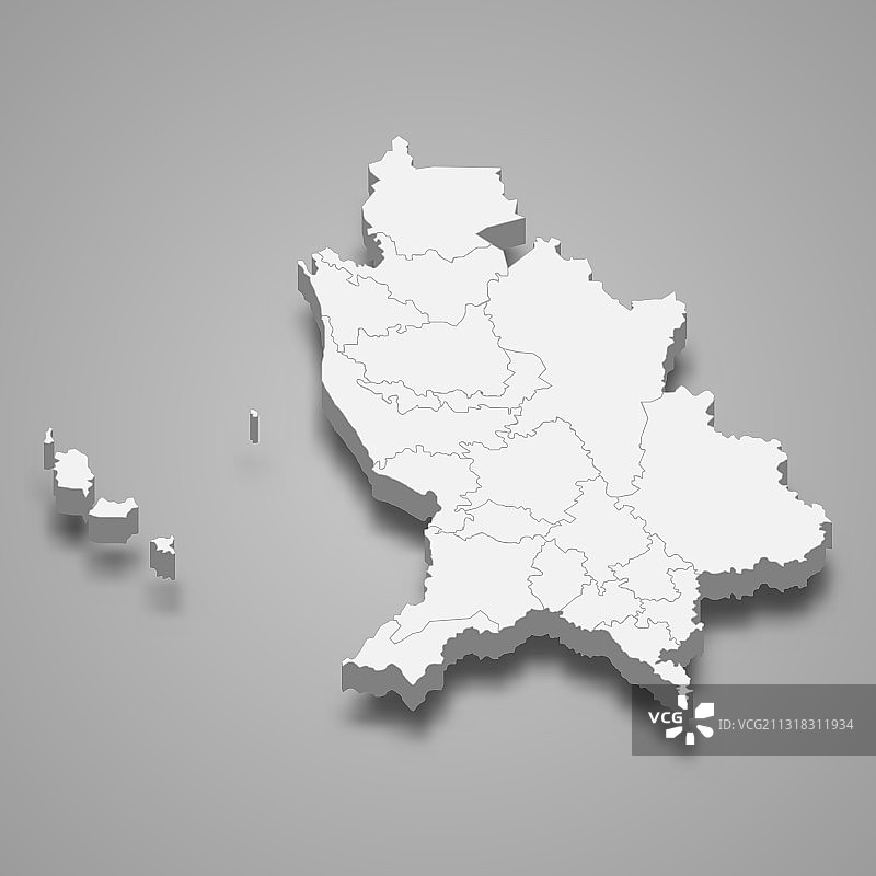 墨西哥纳亚里特州的3D地图图片素材