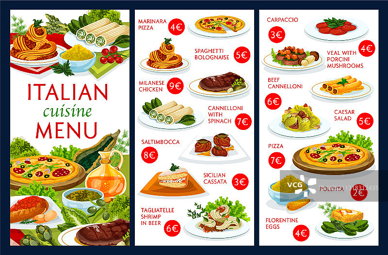 意大利美食餐厅菜单模板图片素材