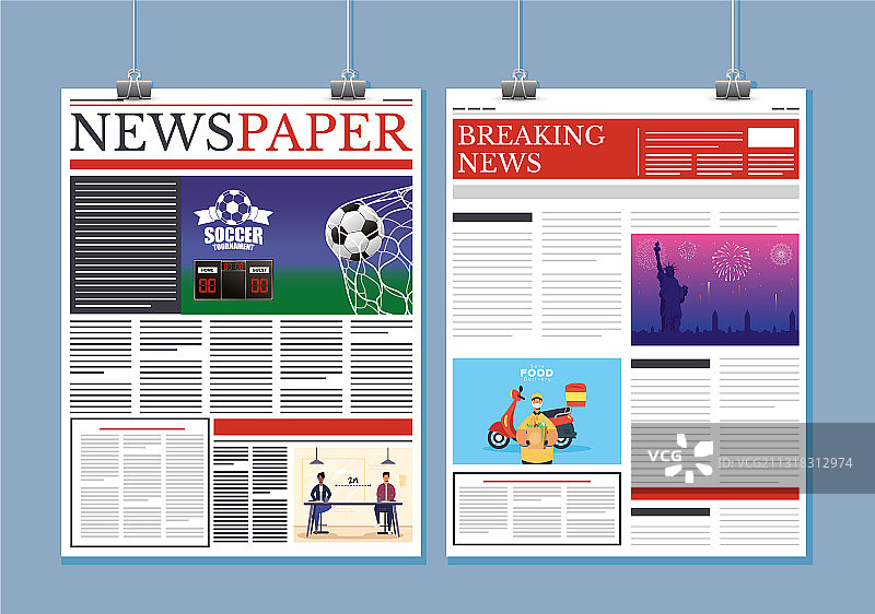 用夹子悬挂的新闻报纸图片素材