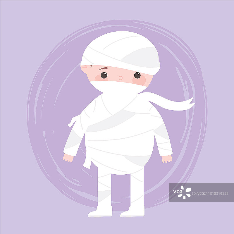 万圣节可爱男孩木乃伊服装角色图片素材