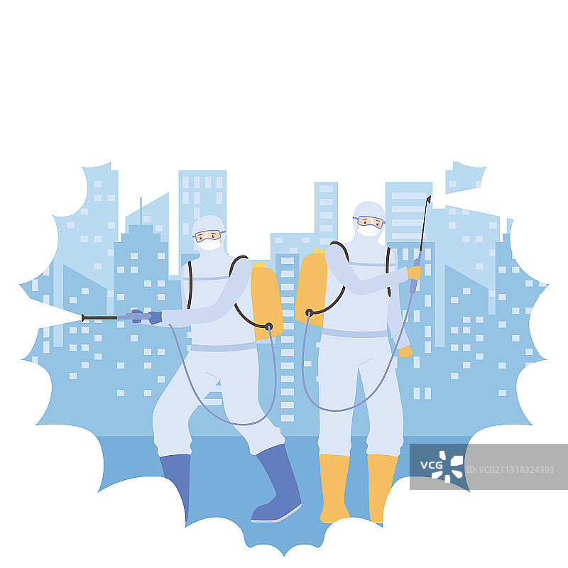 人们消毒对抗新冠疫情图片素材