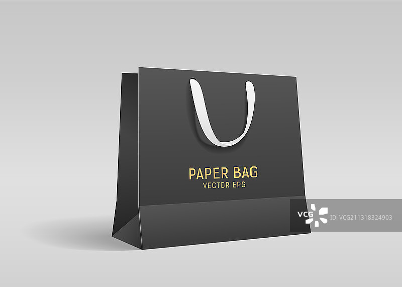 带黑色布手柄设计的黑色纸袋图片素材