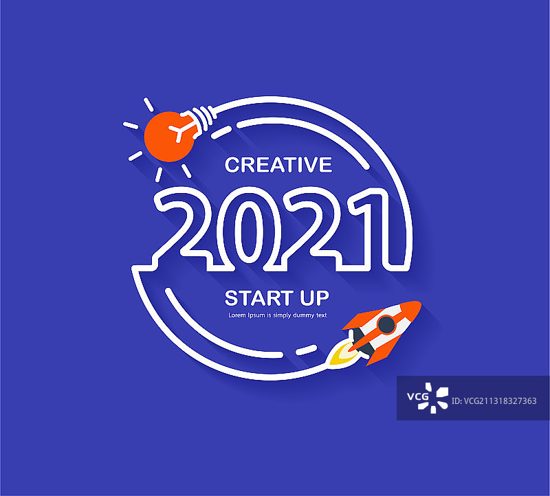 2021新年创业公司火箭发射图片素材