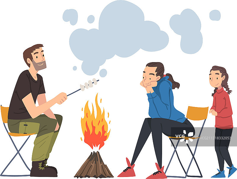 一家人在大自然中露营图片素材